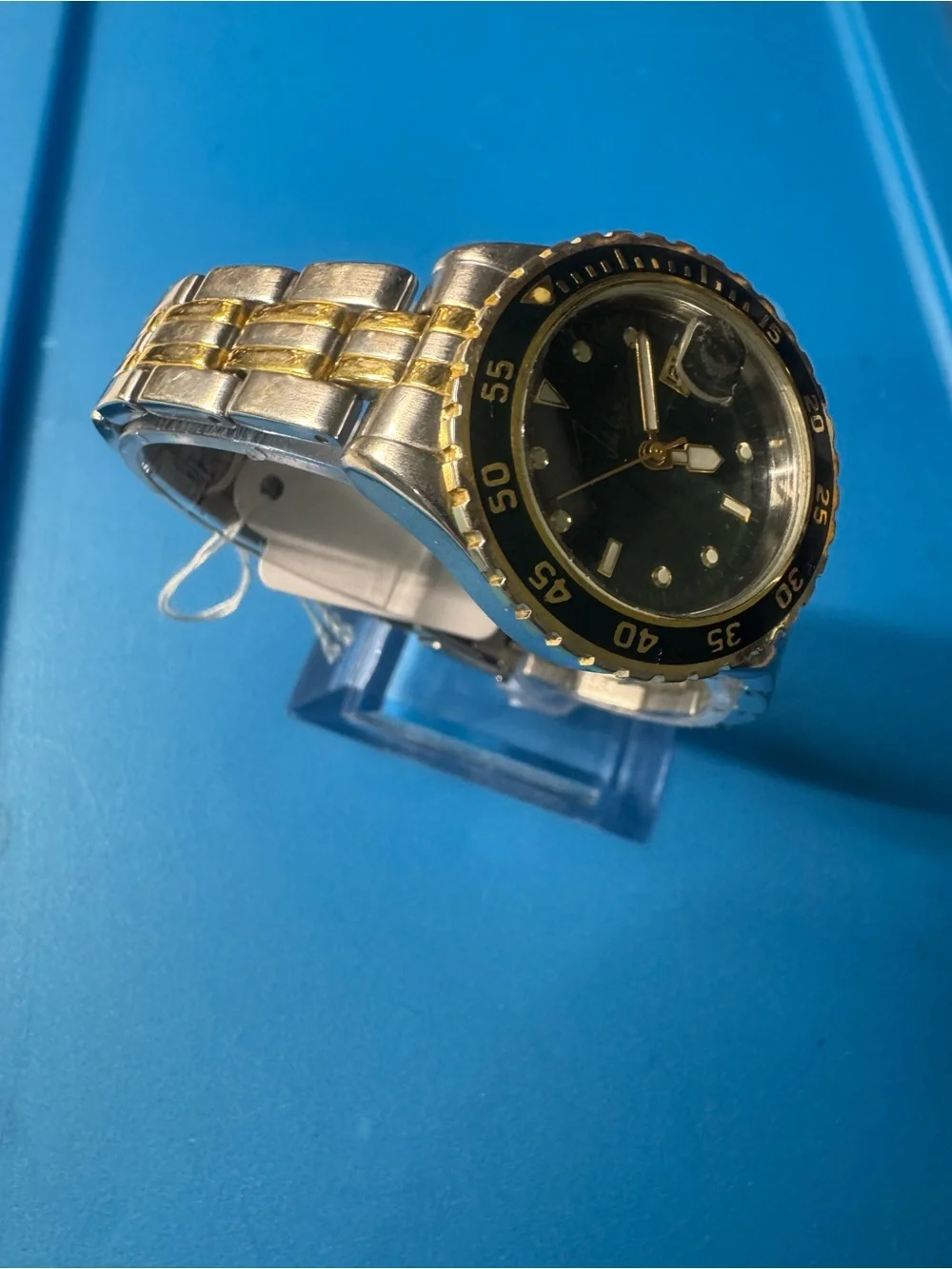 John Weitz Two-Tone Black Dial Watch